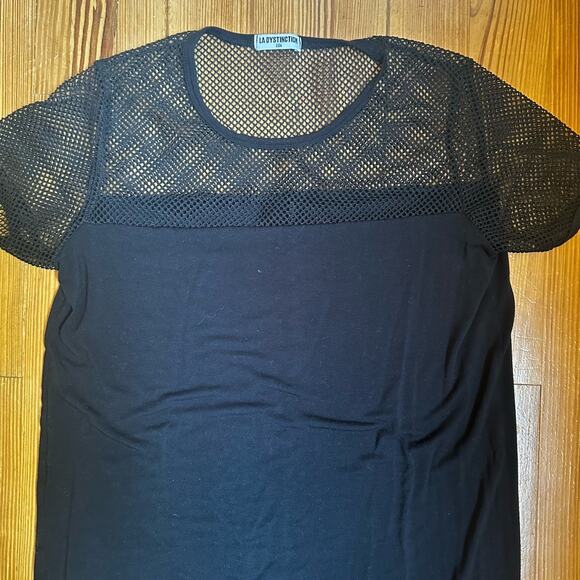 La Dystinction black mesh maxi t-shirt dress SIZE M - Picture 2 of 6